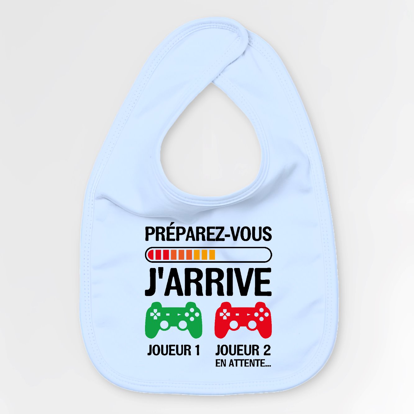 Bavoir Bébé Préparez-vous j'arrive Bleu