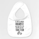 Bavoir Bébé Preuve que papa n'est pas toujours sur son tracteur Blanc