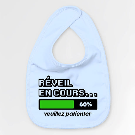 Bavoir Bébé Réveil en cours Bleu