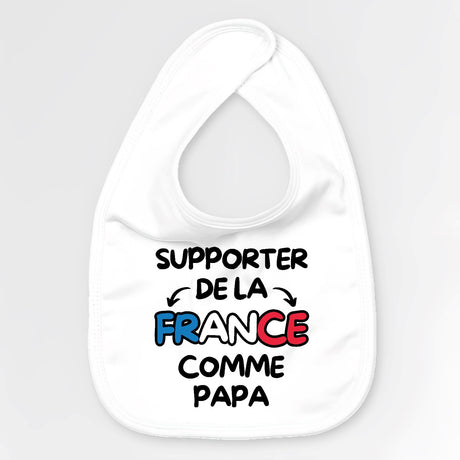 Bavoir Bébé Supporter de la France comme papa Blanc