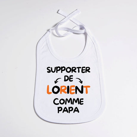 Bavoir Bébé Supporter de Lorient comme papa Blanc