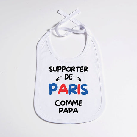 Bavoir Bébé Supporter de Paris comme papa Blanc