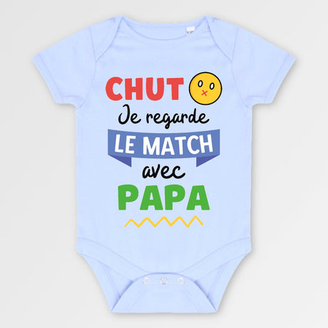 Body Bébé Chut je regarde le match avec papa Bleu