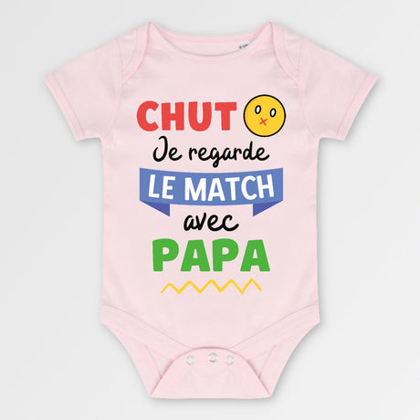 Body Bébé Chut je regarde le match avec papa Rose