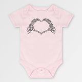 Body Bébé Coeur mains squelette Rose