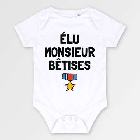 Body Bébé Élu monsieur bêtises Blanc