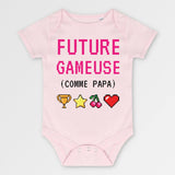 Body Bébé Future gameuse comme papa Rose