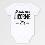 Body Bébé Je suis une licorne Blanc