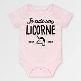 Body Bébé Je suis une licorne Rose