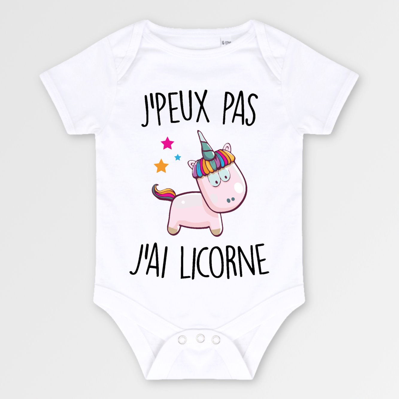 Body Bébé J'peux pas j'ai licorne Blanc