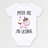 Body Bébé J'peux pas j'ai licorne Blanc