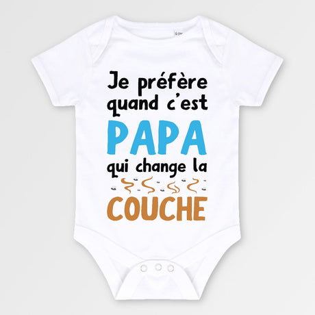 Body Bébé Papa qui change la couche Blanc