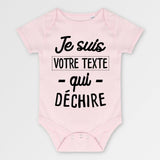 Body Bébé Personnalisé Je suis "votre texte" qui déchire Rose