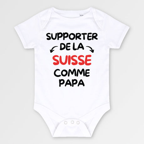 Body Bébé Supporter de la Suisse comme papa Blanc