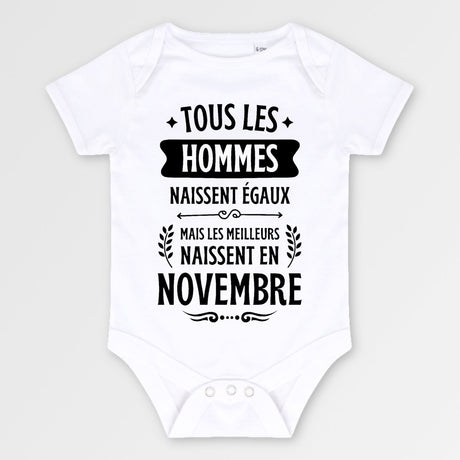 Body Bébé Tous les hommes naissent égaux les meilleurs en novembre Blanc