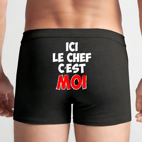 Boxer Homme Ici le chef c'est moi Noir