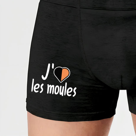 Boxer Homme J'aime les moules Noir