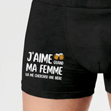 Boxer Homme J'aime quand ma femme va me chercher une bière Noir