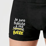 Boxer Homme Je jure fidélité à ma bière Noir