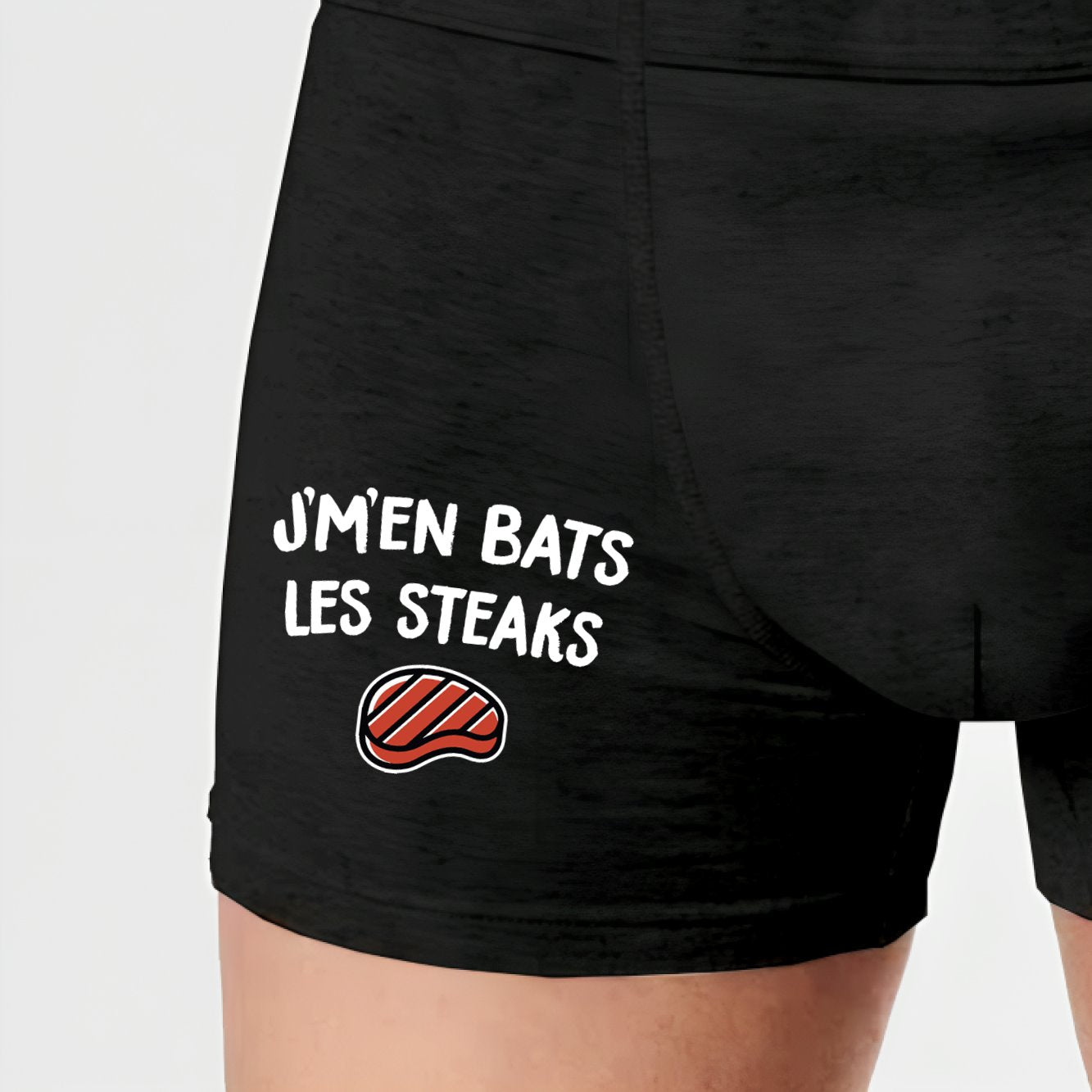 Boxer Homme J'm'en bats les steaks Noir