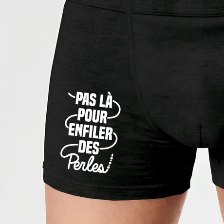 Boxer Homme Pas là pour enfiler des perles Noir