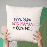 Coussin 50% maman 50% papa Beige