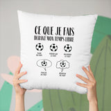 Coussin Ce que je fais durant mon temps libre Foot Blanc