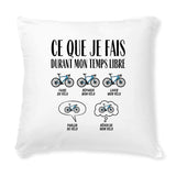 Coussin Ce que je fais durant mon temps libre Vélo 