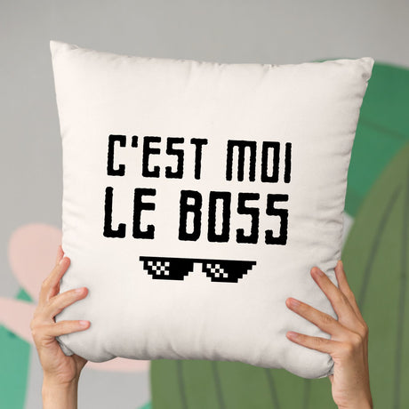 Coussin C'est moi le boss Beige