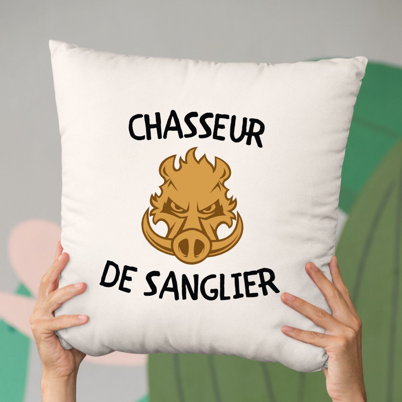 Coussin Chasseur de sanglier Beige