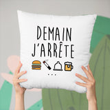 Coussin Demain j'arrête Blanc