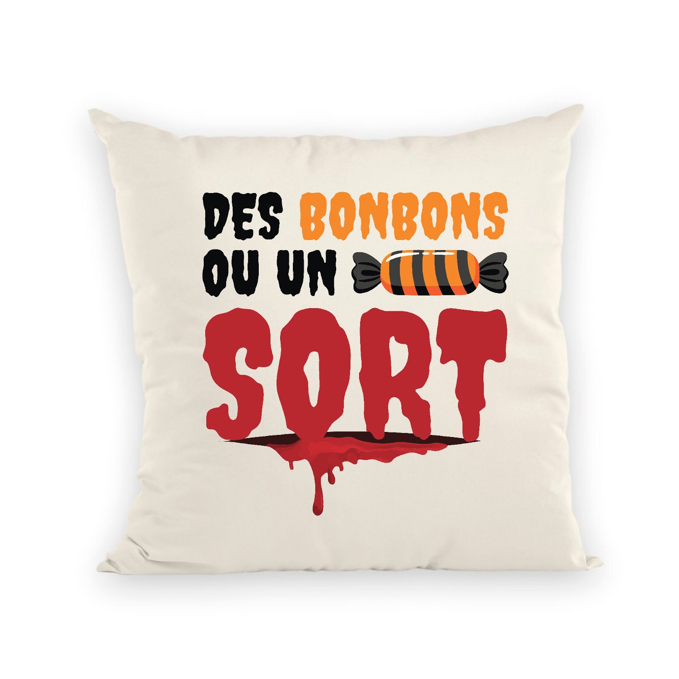 Coussin Des bonbons ou un sort 