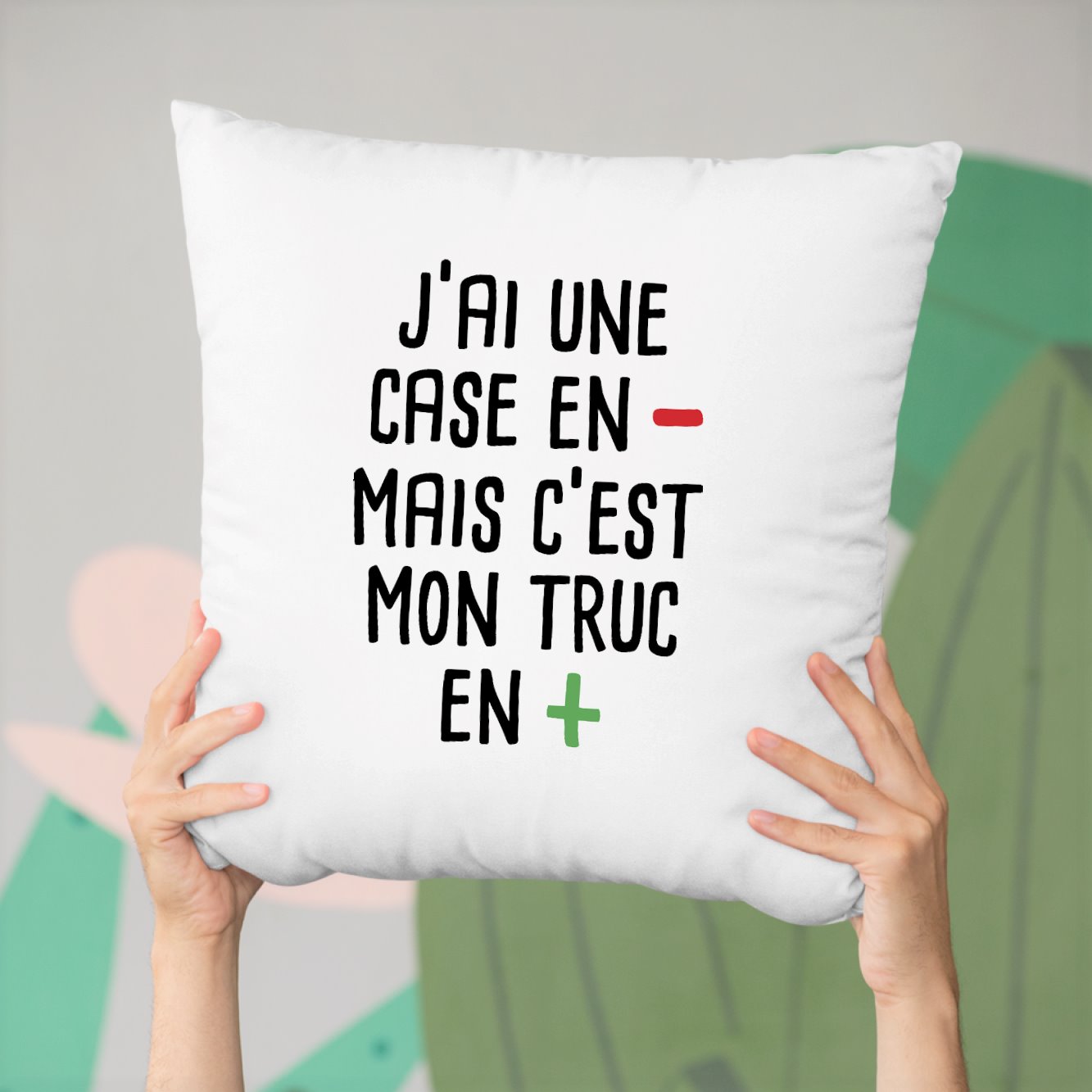 Coussin J'ai une case en moins Blanc