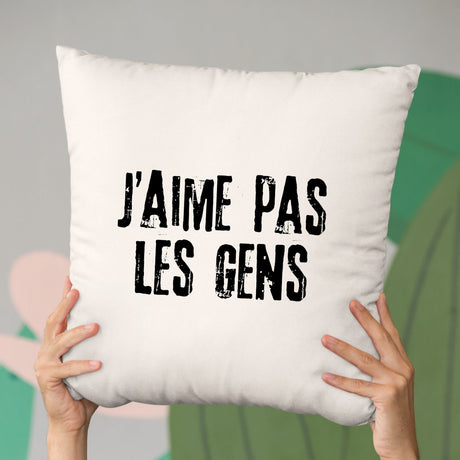 Coussin J'aime pas les gens Beige