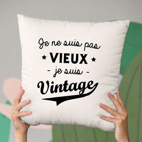 Coussin Je ne suis pas vieux je suis vintage Beige