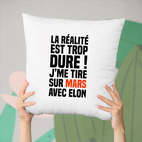 Coussin J'me tire sur Mars avec Elon Blanc