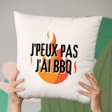 Coussin J'peux pas j'ai barbecue Beige