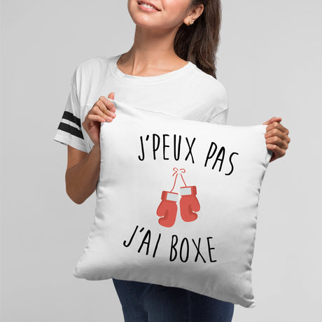 Coussin J'peux pas j'ai boxe Blanc