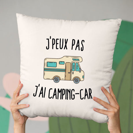 Coussin J'peux pas j'ai camping-car Beige