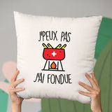 Coussin J'peux pas j'ai fondue Beige