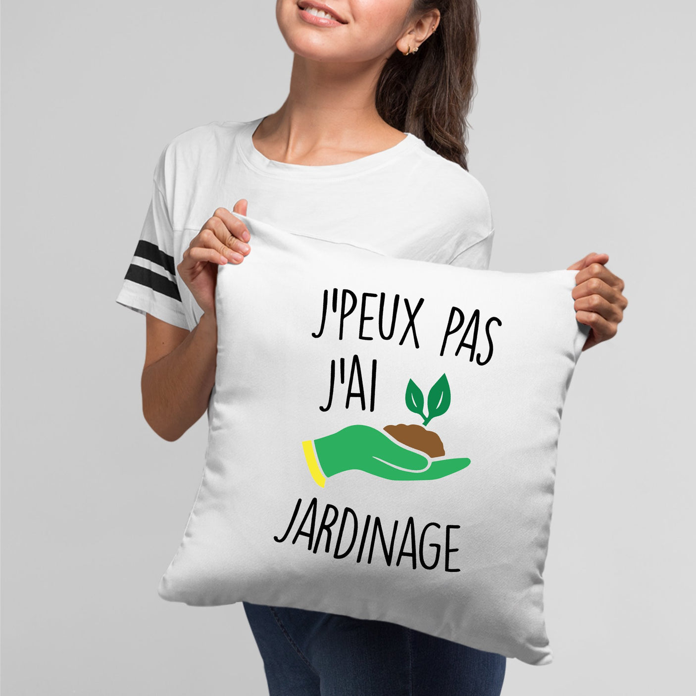 Coussin J'peux pas j'ai jardinage Blanc