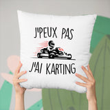 Coussin J'peux pas j'ai karting Blanc