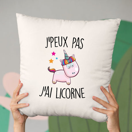 Coussin J'peux pas j'ai licorne Beige