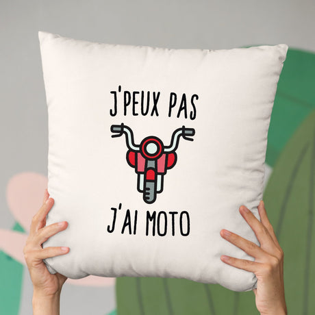 Coussin J'peux pas j'ai moto Beige