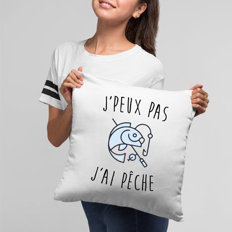 Coussin J'peux pas j'ai pêche Blanc