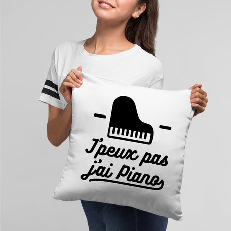 Coussin J'peux pas j'ai piano Blanc