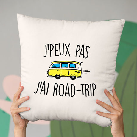 Coussin J'peux pas j'ai road-trip Beige