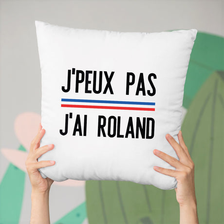 Coussin J'peux pas j'ai Roland Blanc