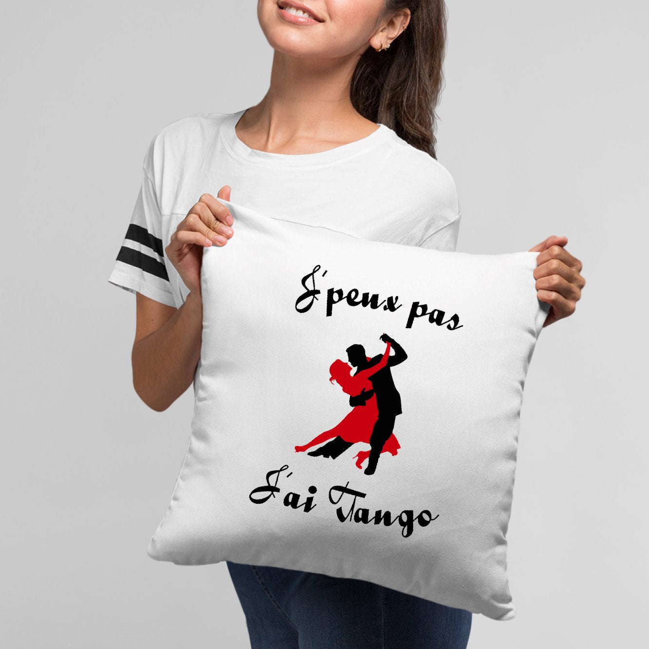 Coussin J'peux pas j'ai tango Blanc