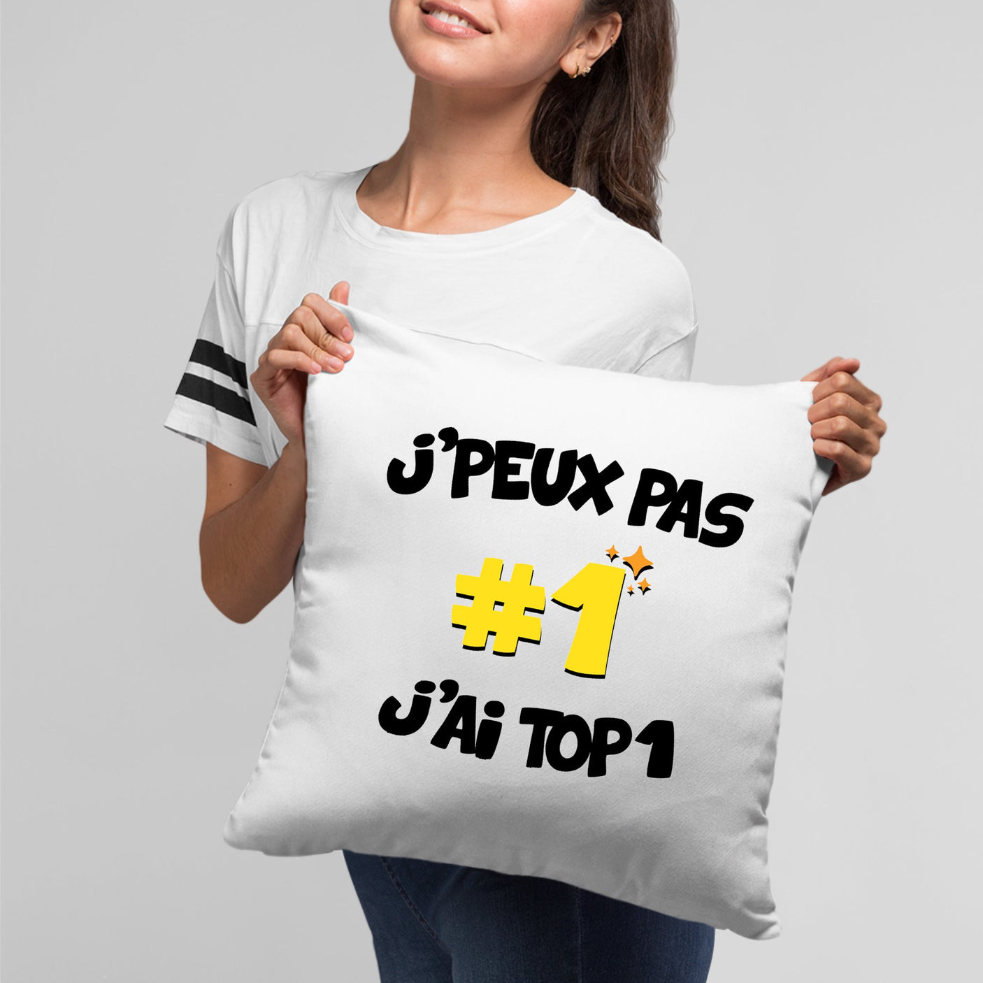 Coussin J'peux pas j'ai TOP1 Blanc